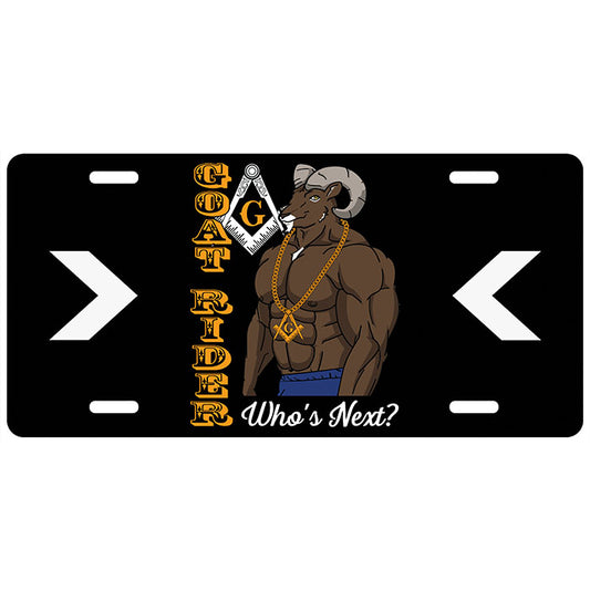Masonic Goat Rider Who's Next License Plate Mason Tag