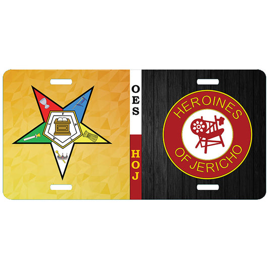 OES Heroines of Jericho Split License Plate Order Eastern Star HOJ Auto Car Tag