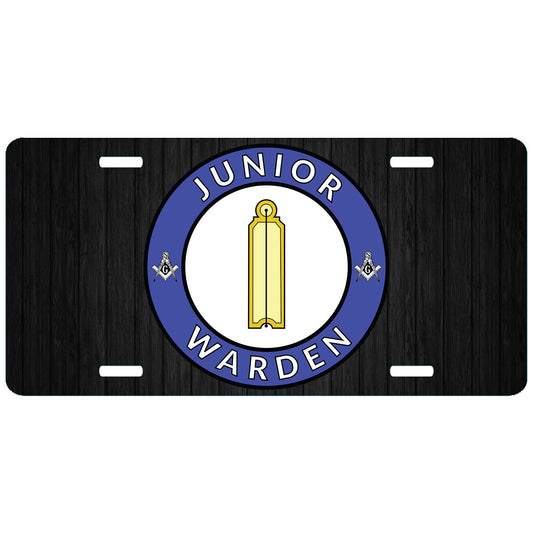 Junior Warden License Plate Masonic Officer JW Plumb Auto Car Tag