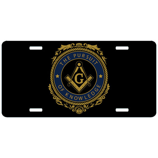 The Pursuit of Knowledge Masonic License Plate Mason Auto Car Tag