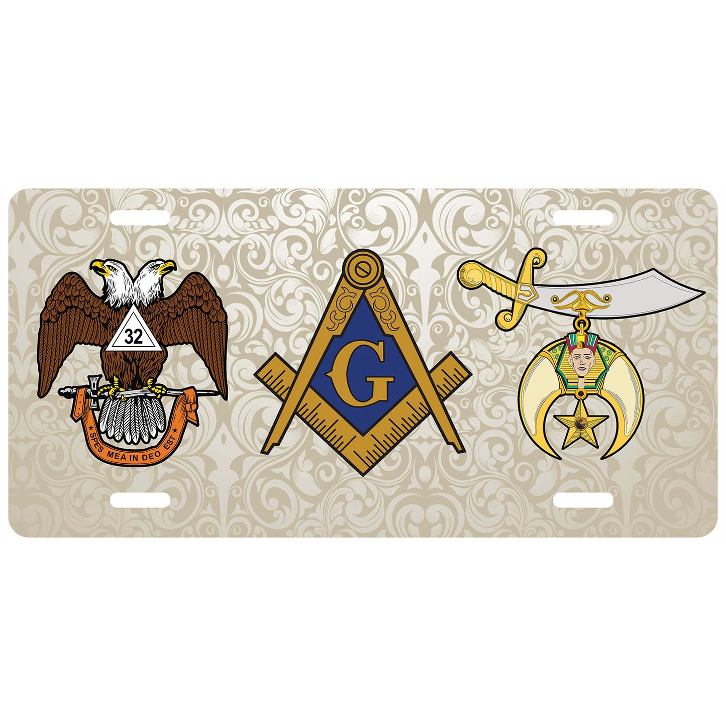 Masonic 32nd Shrine License Plate WD Antique Auto Car Tag