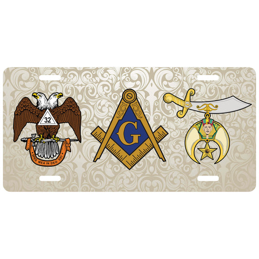 Masonic 32nd Shrine License Plate WD Antique Auto Car Tag
