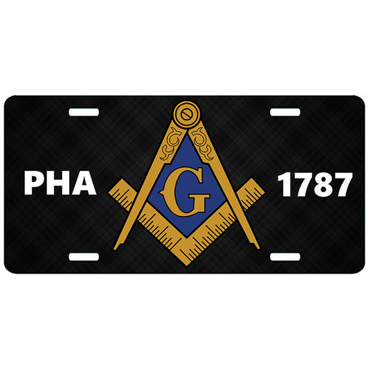 Midnight PHA 1787 Mason License Plate Prince Hall