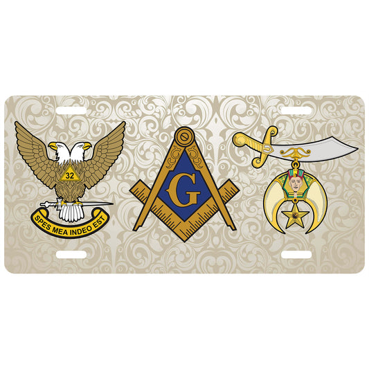 Masonic 32nd Shrine License Plate WU Antique Auto Car Tag Emblem