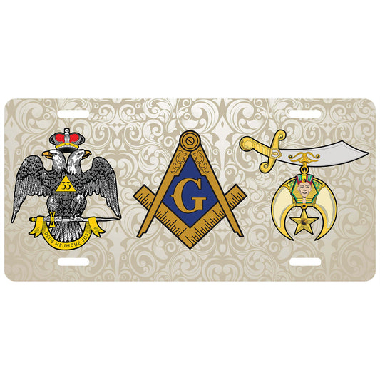 Masonic 33rd Shrine License Plate WD Antique Auto Car Tag