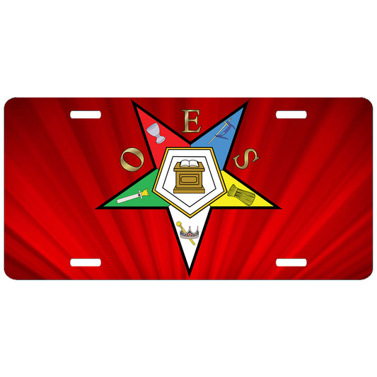 Order of the Eastern Star Red Blast OES License Plate