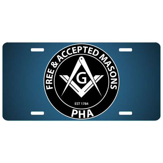 Free & Accepted Masons PHA License Plate Prince Hall Masonic Blue