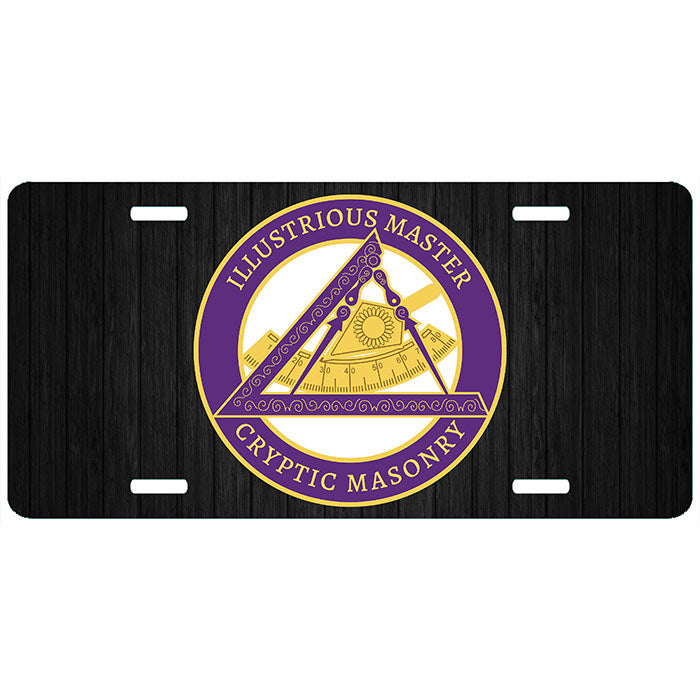 Illustrious Master Cryptic Masonry License Plate Tag
