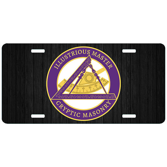 Illustrious Master Cryptic Masonry License Plate Tag