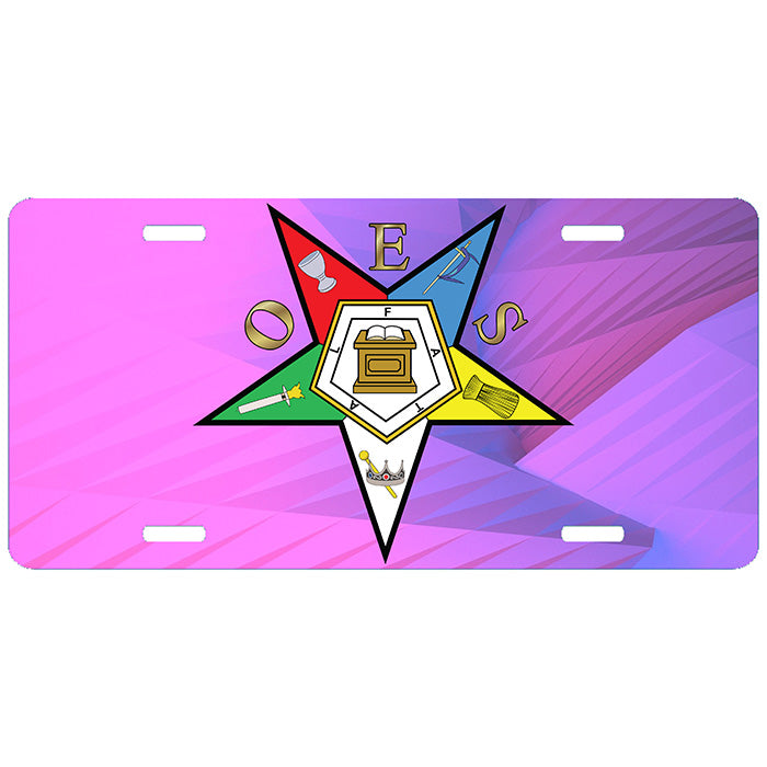 Order of the Eastern Star Pink Dash License Plate
