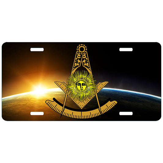 Past Master Mason Sun Earth License Plate Tag