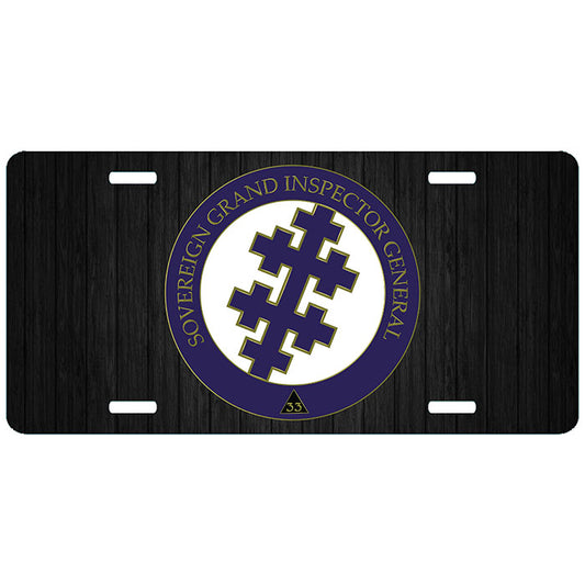 Sovereign Grand Inspector General License Plate 33 Masonic Scottish Rite 33rd Auto Car Tag