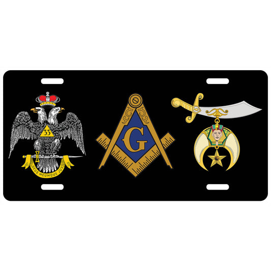 Masonic 33rd Shrine License Plate WD Auto Car Tag Emblem