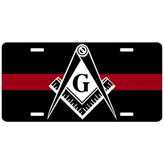 Masonic Firefighter Thin Red Line License Plate