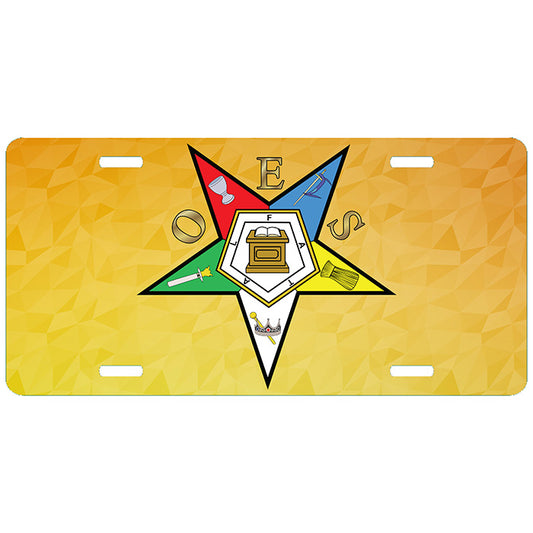 Order of the Eastern Star Yellow Back License Plate OES Tag