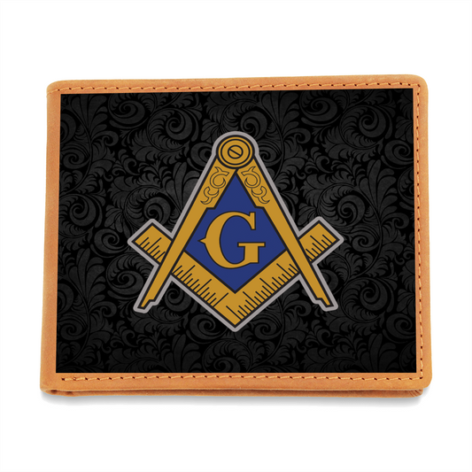 Midnight Masonic Leather Wallet