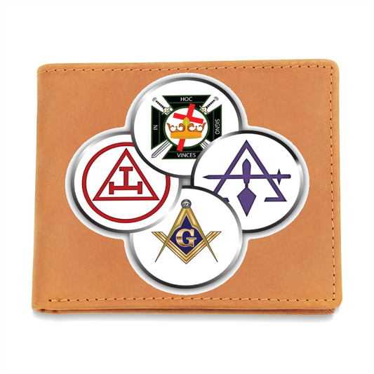 York Rite Mason Cowhide Leather Wallet