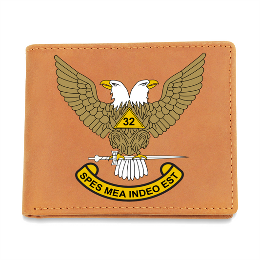Scottish Rite 32nd Degree Mason Cowhide Leather Wallet WU