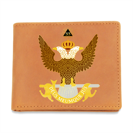 Scottish Rite 33rd Degree Mason Cowhide Leather Wallet WU