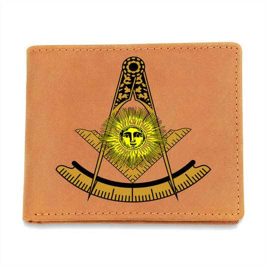 Past Master Mason Cowhide Leather Wallet