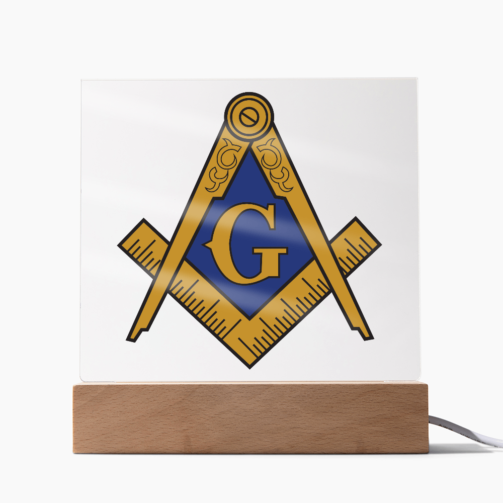 Masonic Square Acrylic Plaque Blue Gold