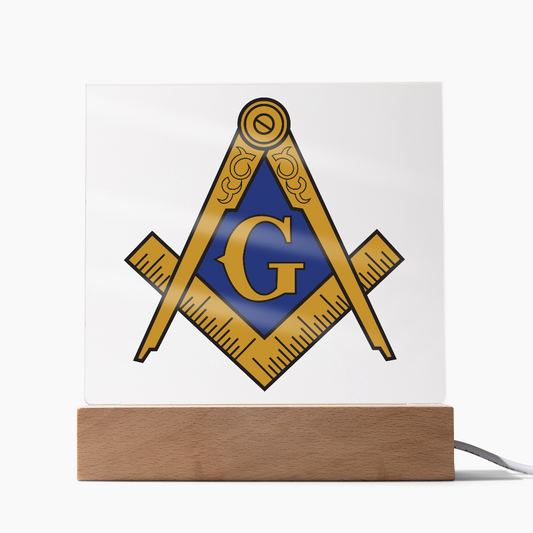 Masonic Square Acrylic Plaque Blue Gold