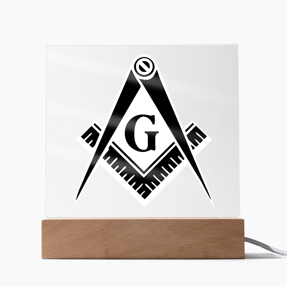 Masonic Square Acrylic Plaque Black White