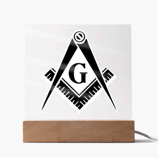 Masonic Square Acrylic Plaque Black White