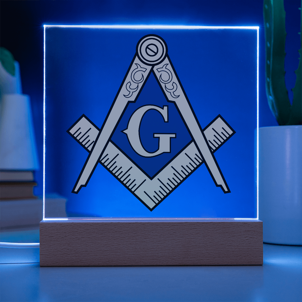 Masonic Square Acrylic Plaque Blue Gold