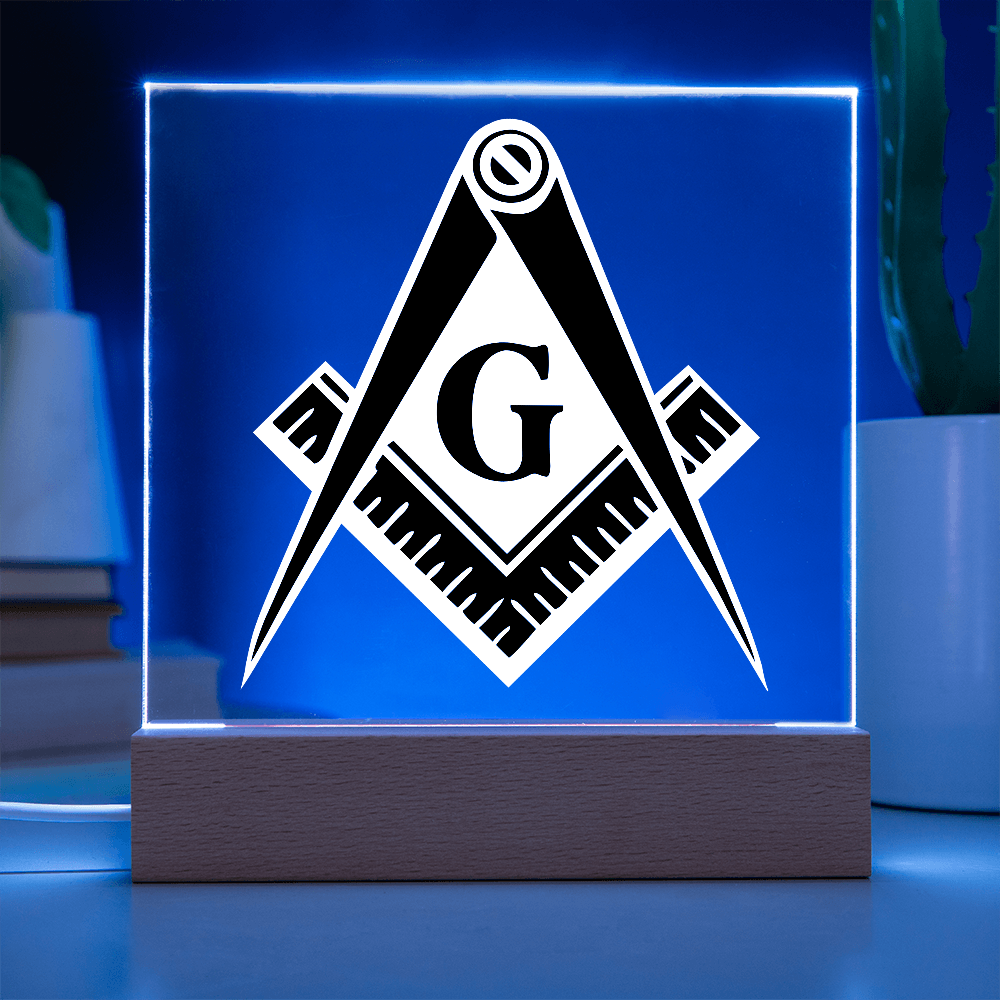 Masonic Square Acrylic Plaque Black White