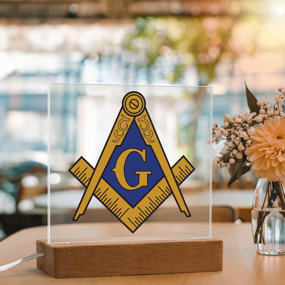 Masonic Square Acrylic Plaque Blue Gold