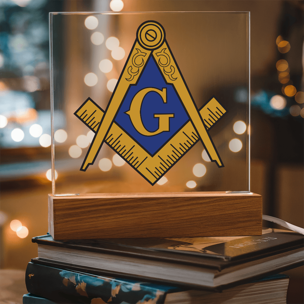 Masonic Square Acrylic Plaque Blue Gold