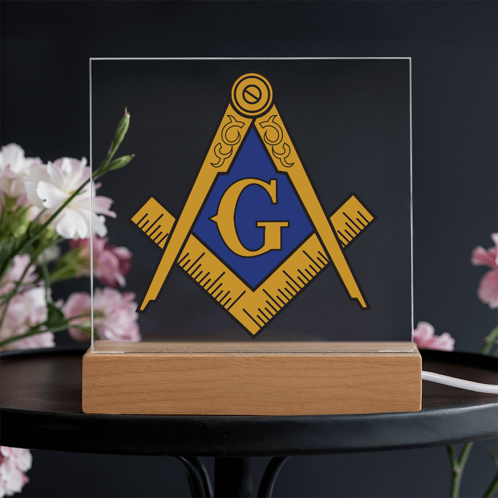 Masonic Square Acrylic Plaque Blue Gold