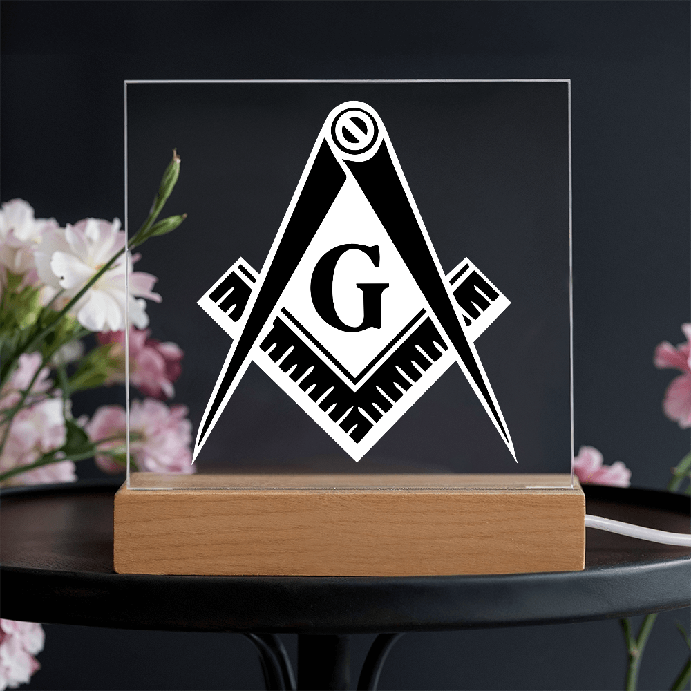 Masonic Square Acrylic Plaque Black White