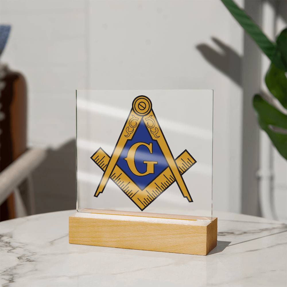 Masonic Square Acrylic Plaque Blue Gold