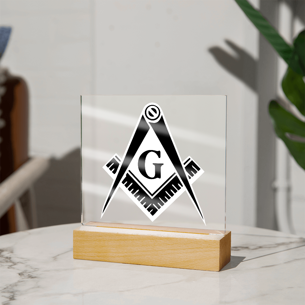 Masonic Square Acrylic Plaque Black White