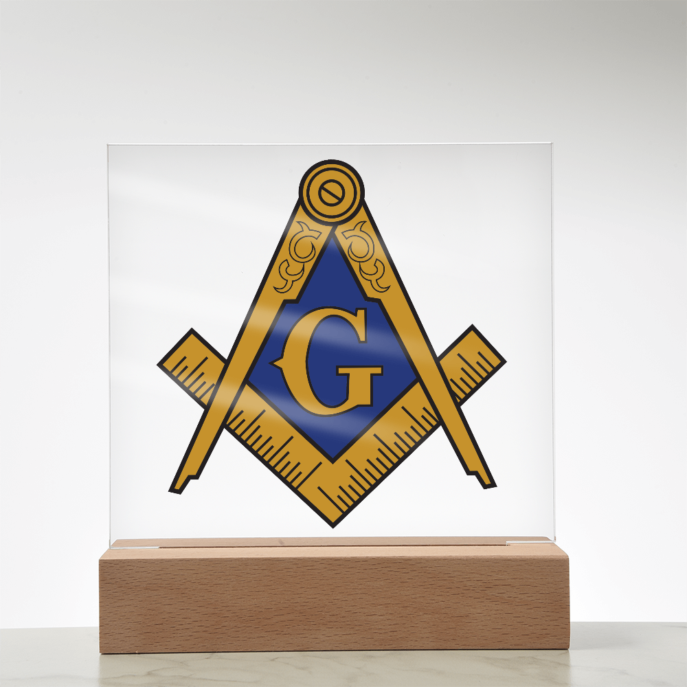 Masonic Square Acrylic Plaque Blue Gold