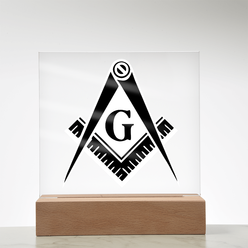 Masonic Square Acrylic Plaque Black White