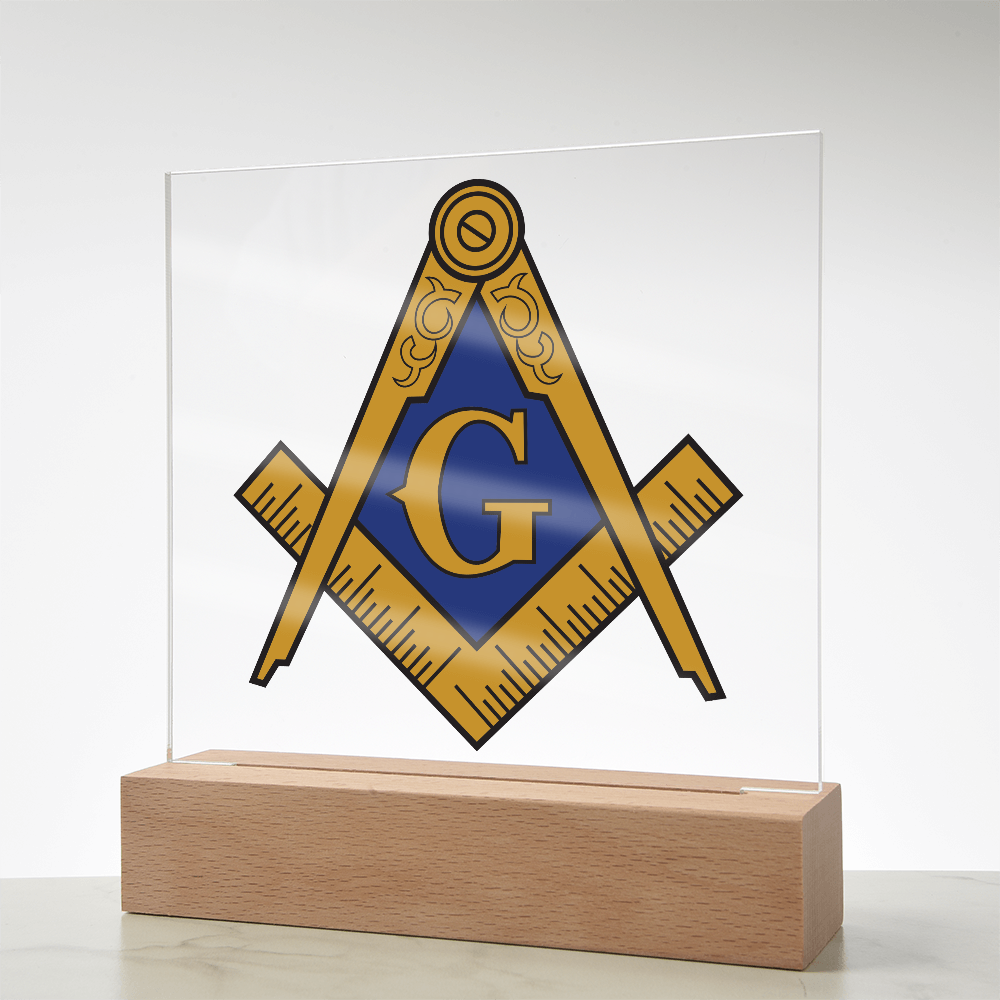 Masonic Square Acrylic Plaque Blue Gold