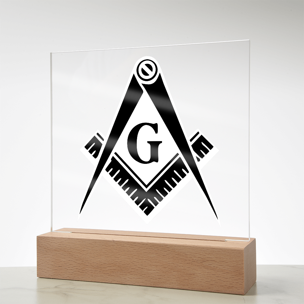 Masonic Square Acrylic Plaque Black White