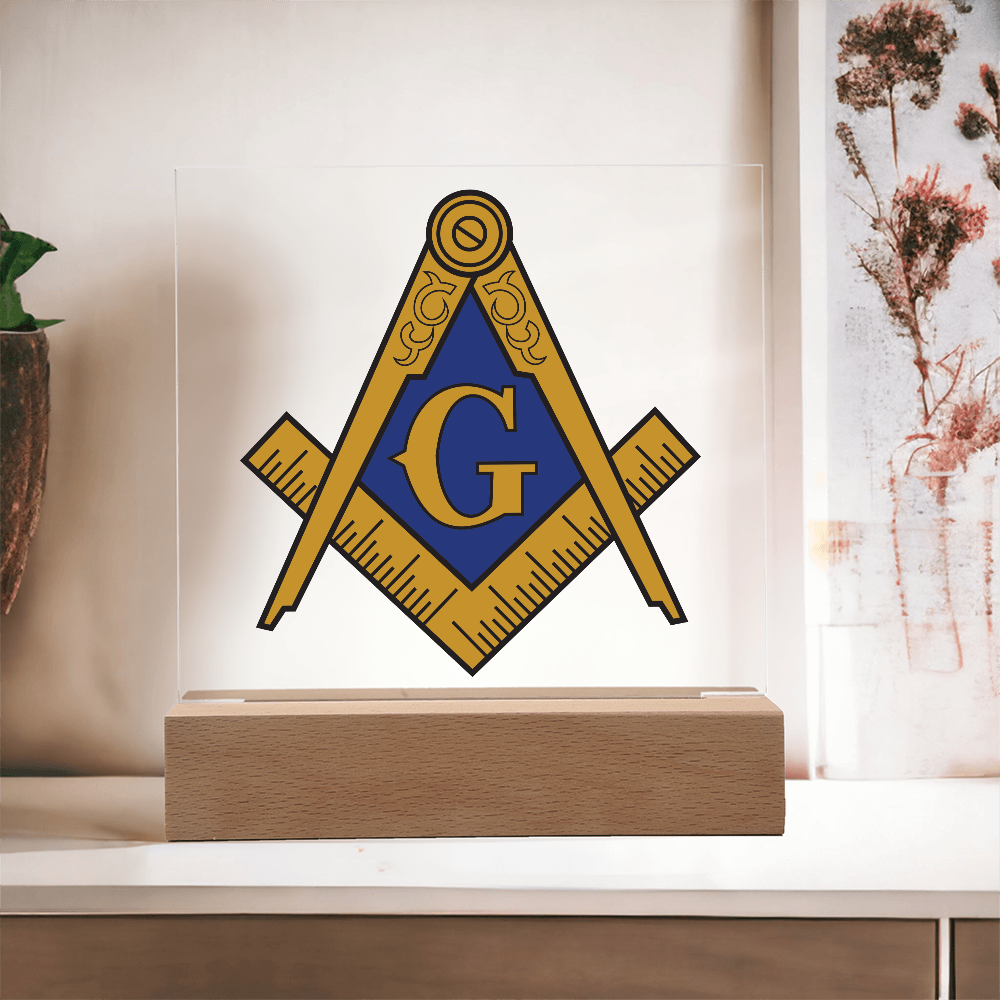 Masonic Square Acrylic Plaque Blue Gold