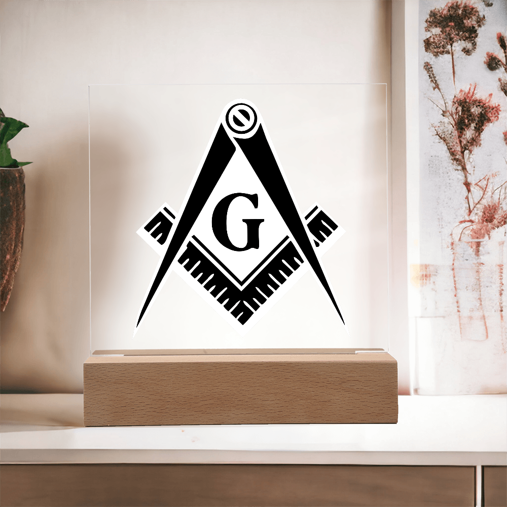 Masonic Square Acrylic Plaque Black White