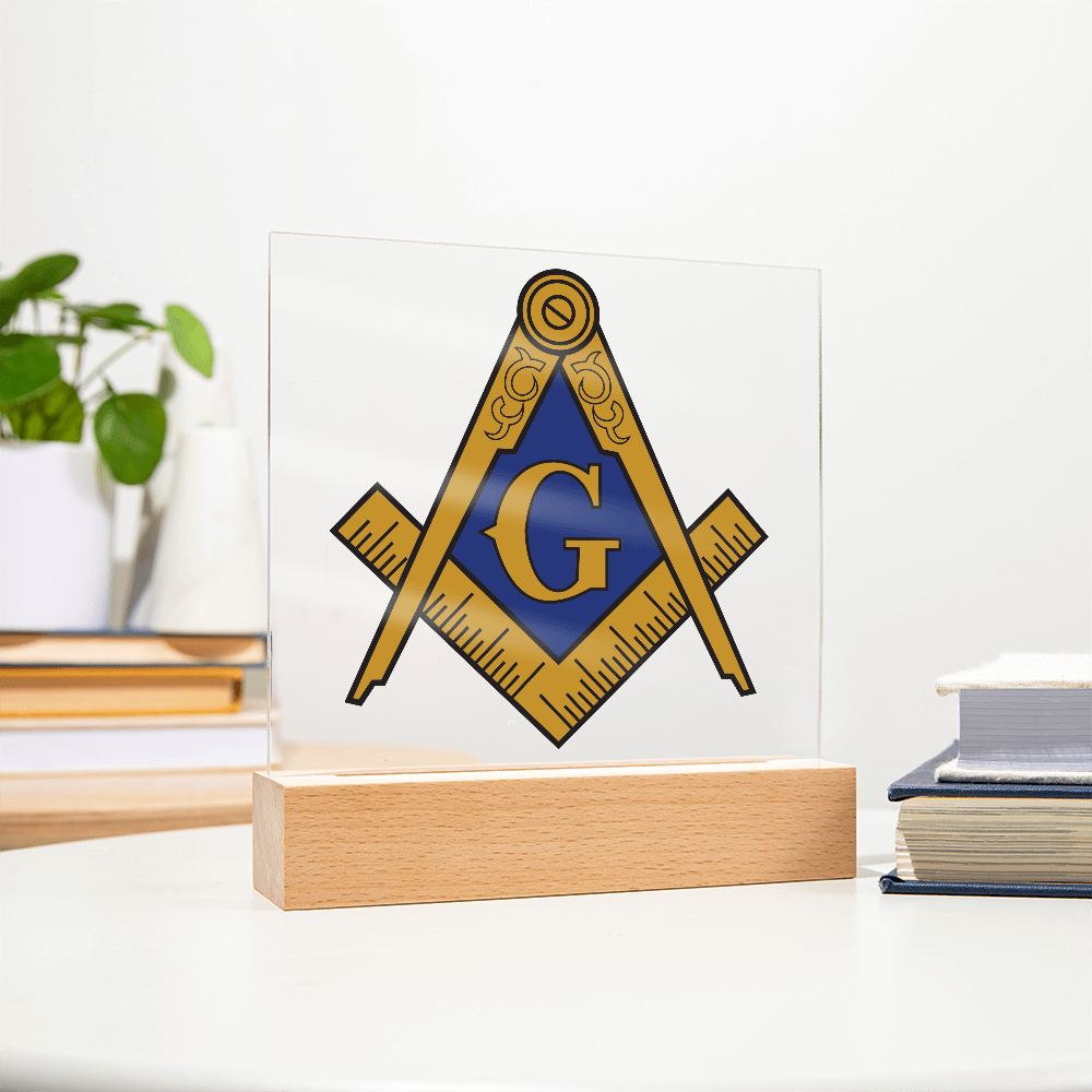 Masonic Square Acrylic Plaque Blue Gold