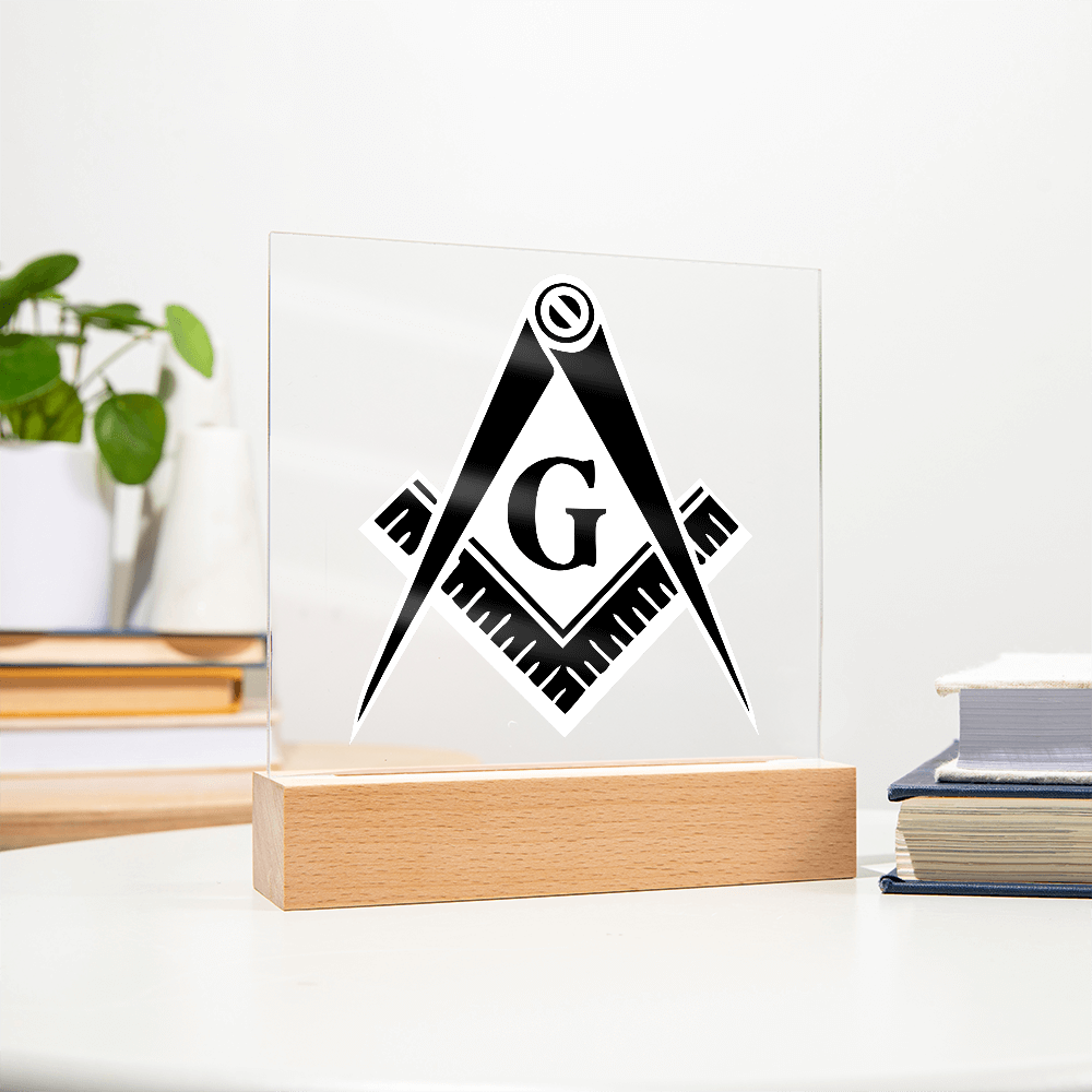 Masonic Square Acrylic Plaque Black White