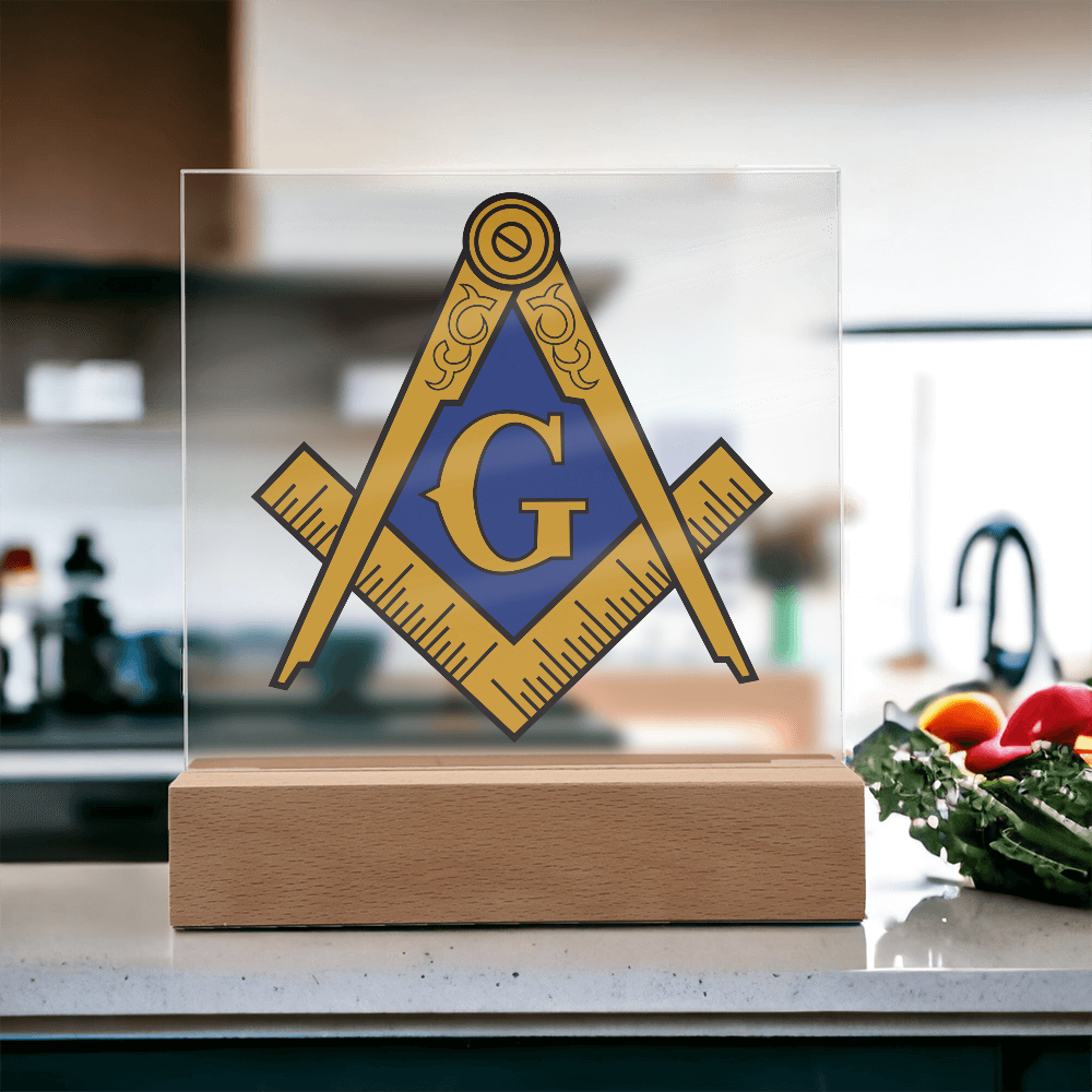 Masonic Square Acrylic Plaque Blue Gold