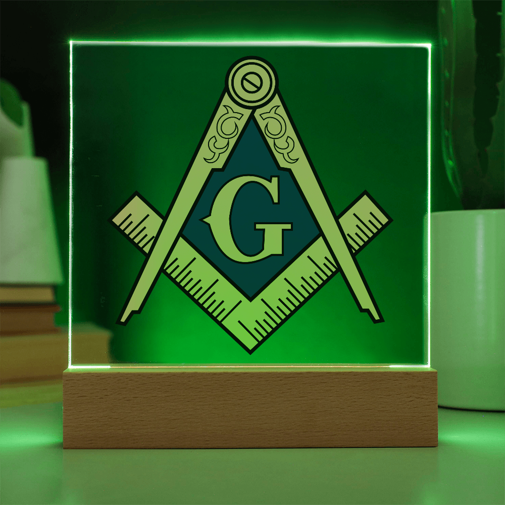 Masonic Square Acrylic Plaque Blue Gold