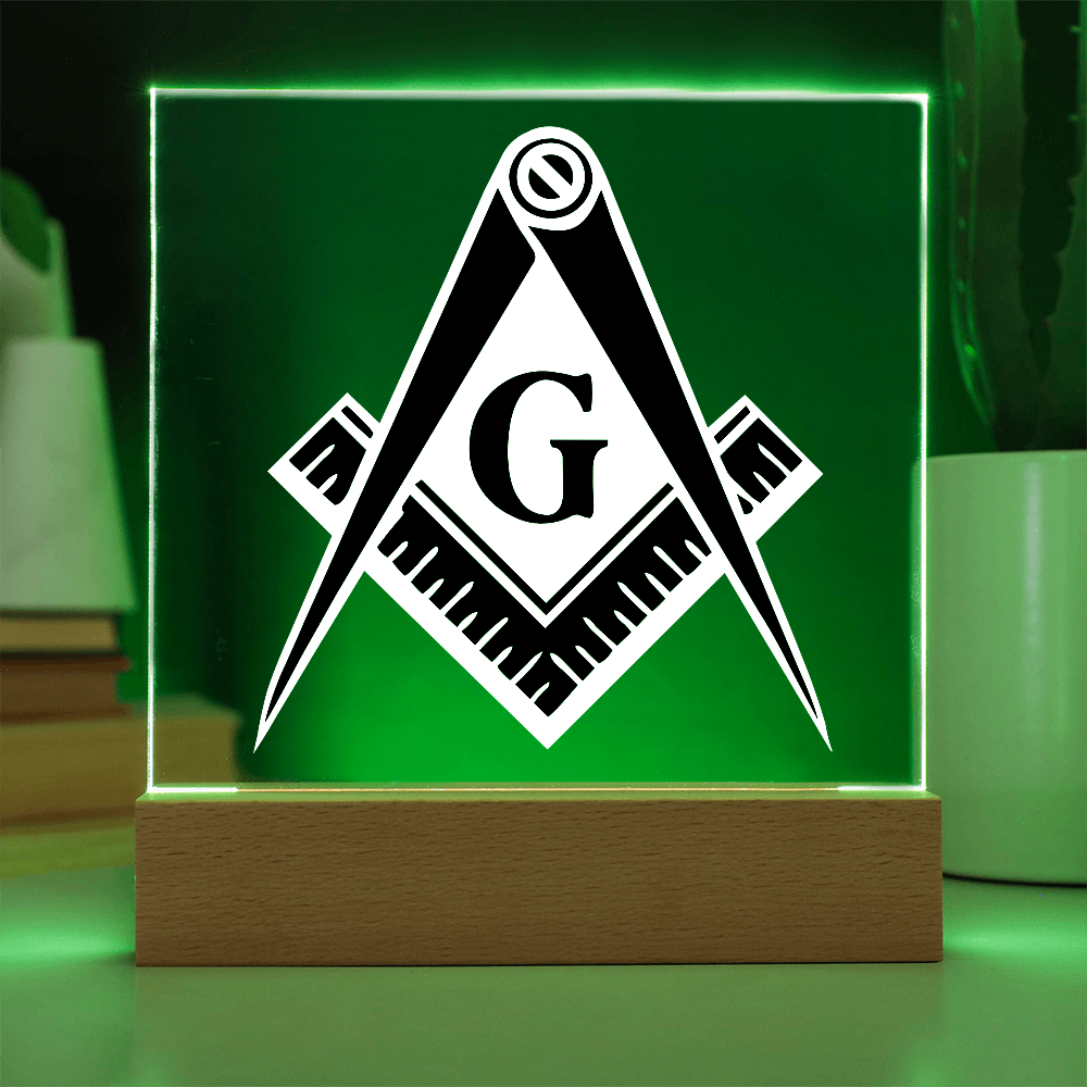 Masonic Square Acrylic Plaque Black White