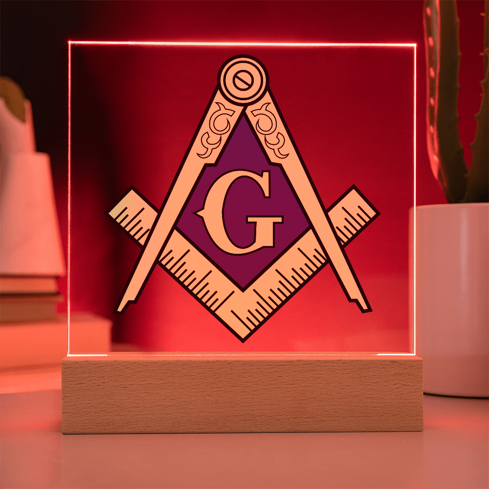 Masonic Square Acrylic Plaque Blue Gold