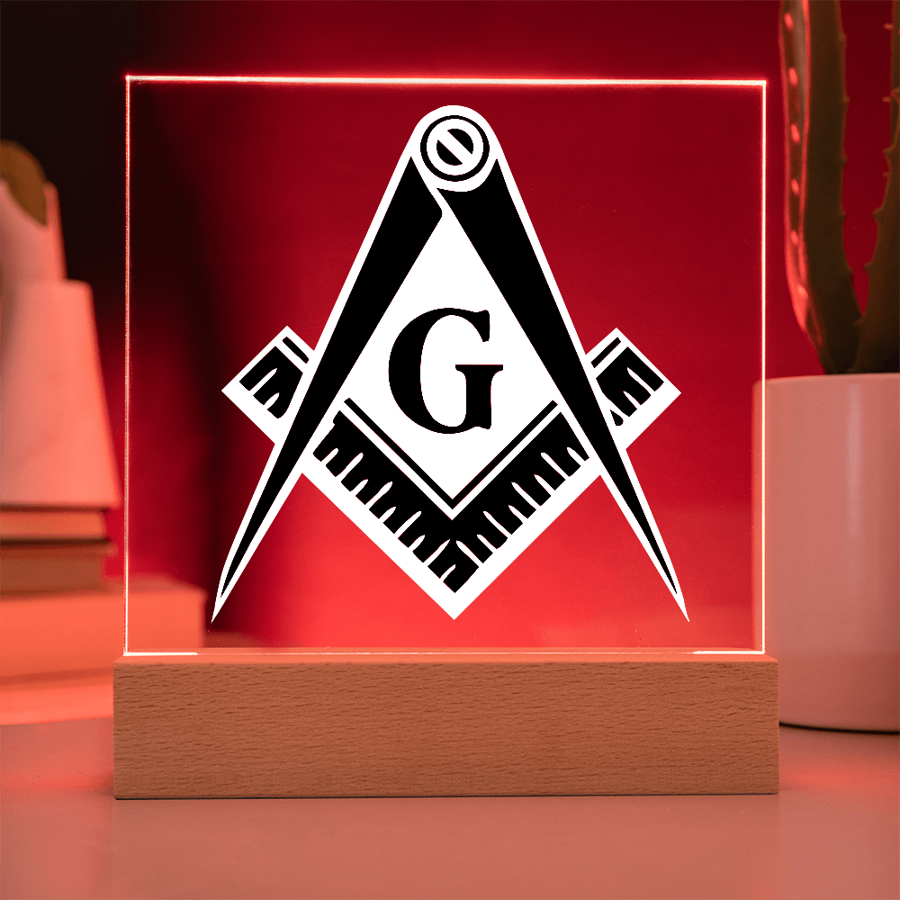 Masonic Square Acrylic Plaque Black White