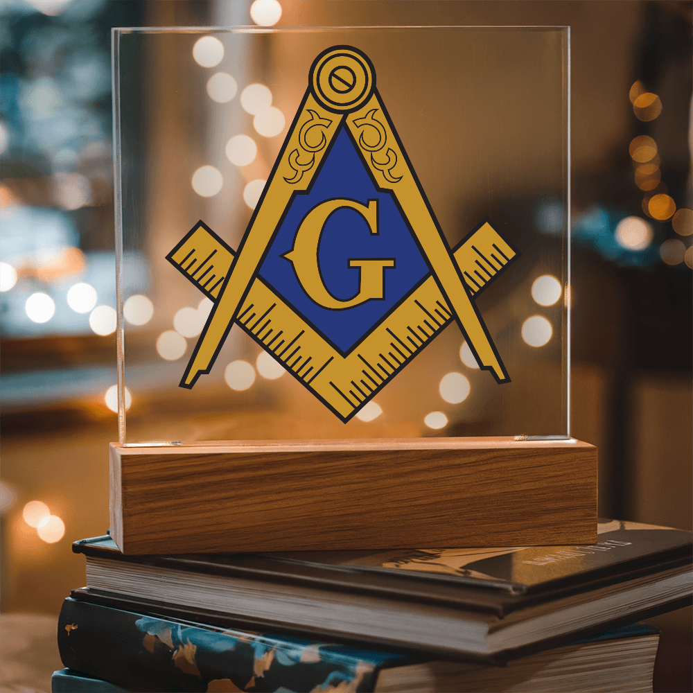 Masonic Square Acrylic Plaque Blue Gold